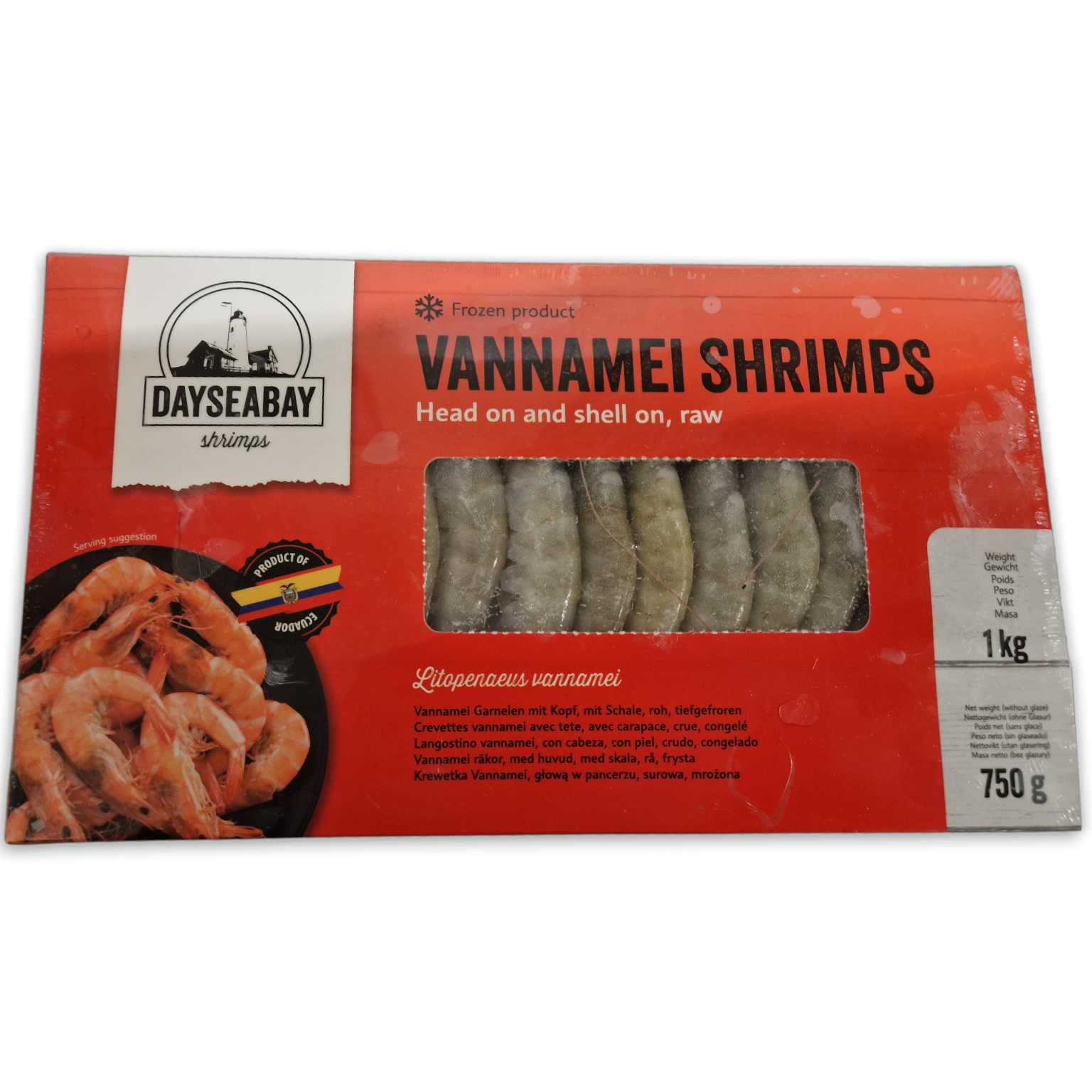 Dayseabay Vannamei shrimps HOSO 40/50 12 x 1kg 25% -EC