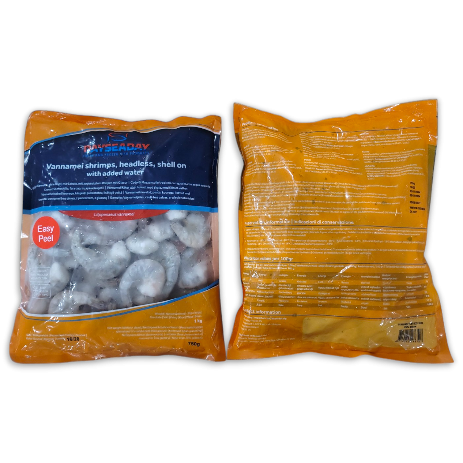 DSD Vannamei Shrimps HLSO 16/20 10 x 1Kg - 25% - VN