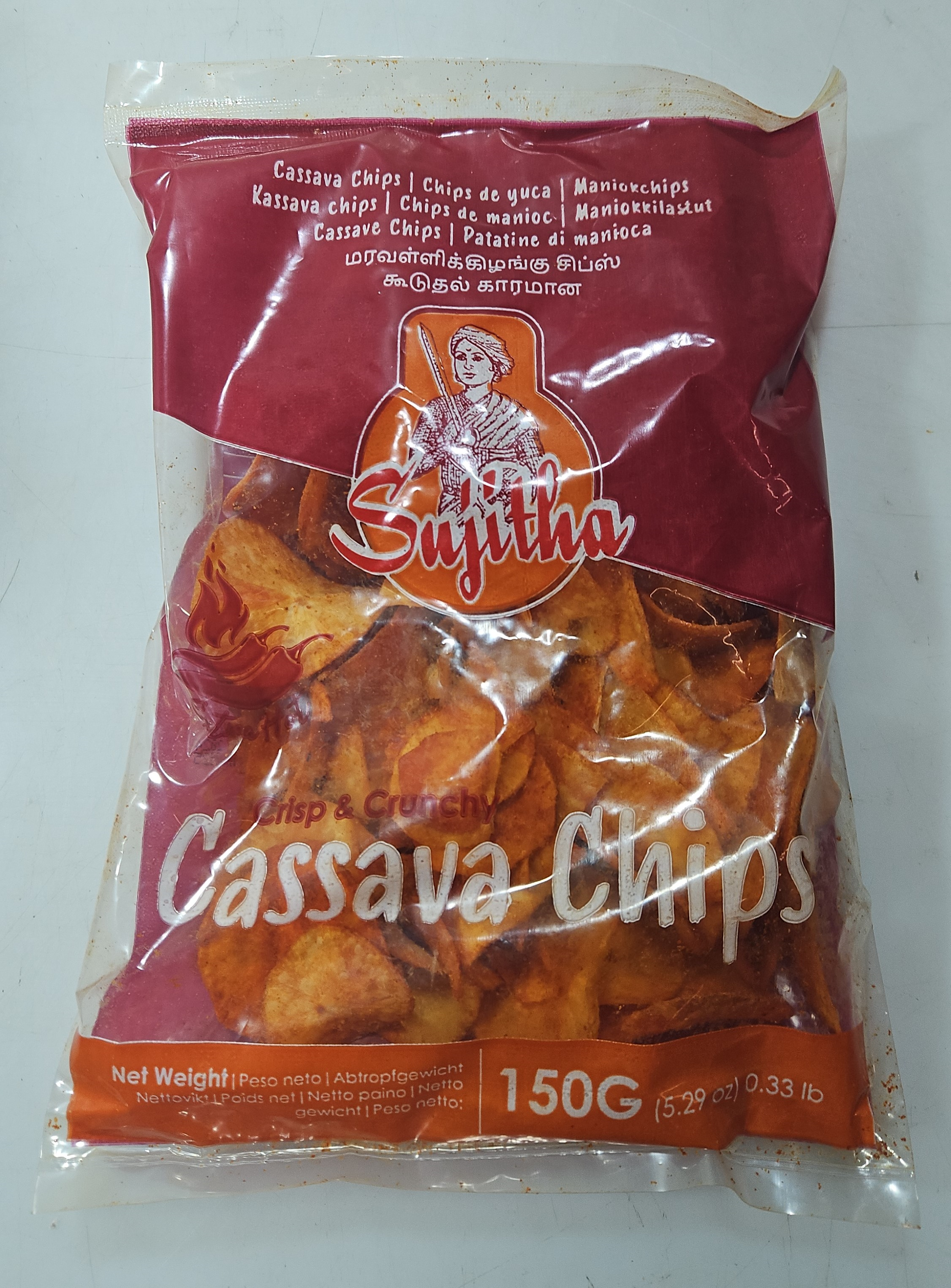 Sujitha Cassava Chips (Extra Hot) Jar 24 x 150 g -IN