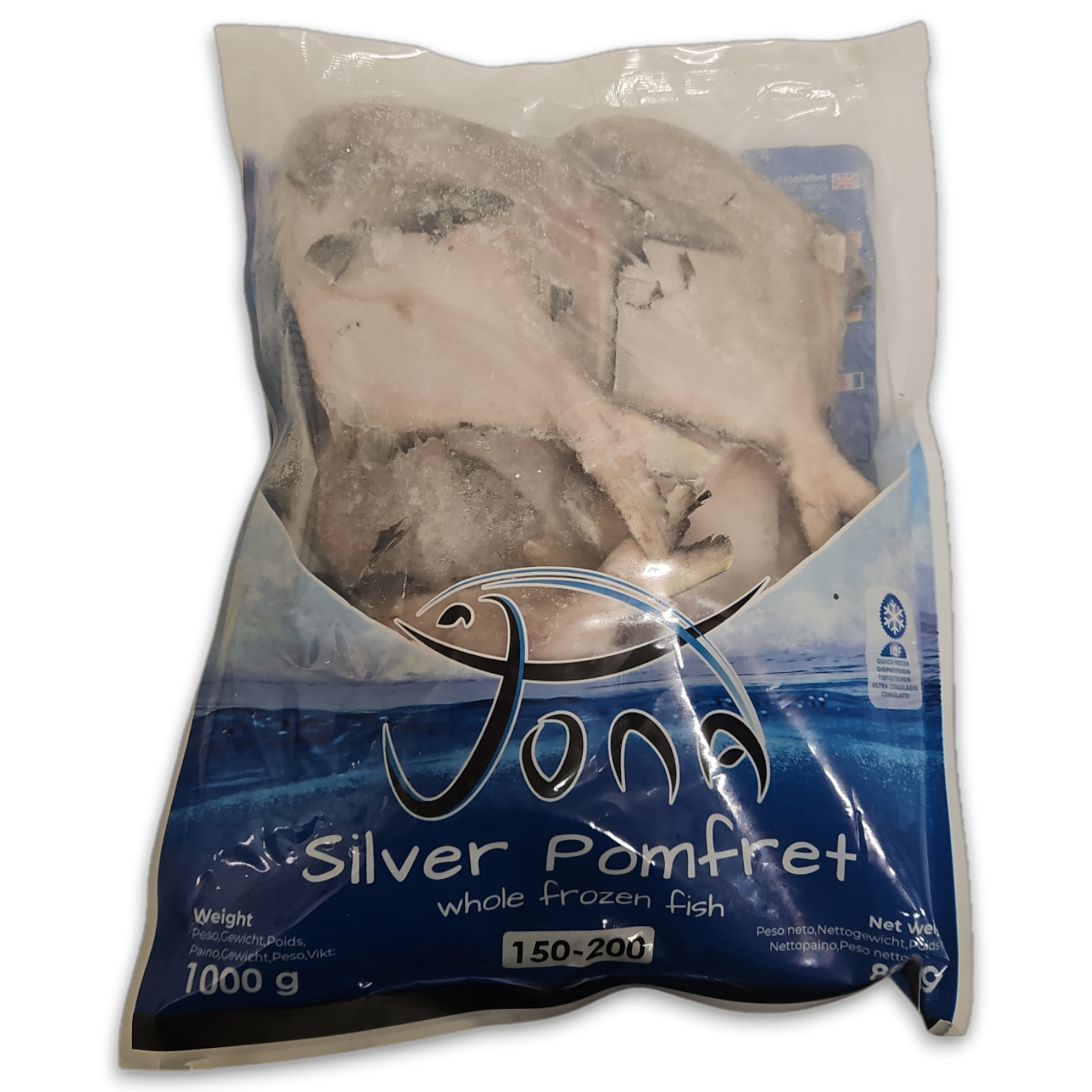 Jona Silver Pomfret WR 150-200g IQF 10 x 1 kg 20% -CN