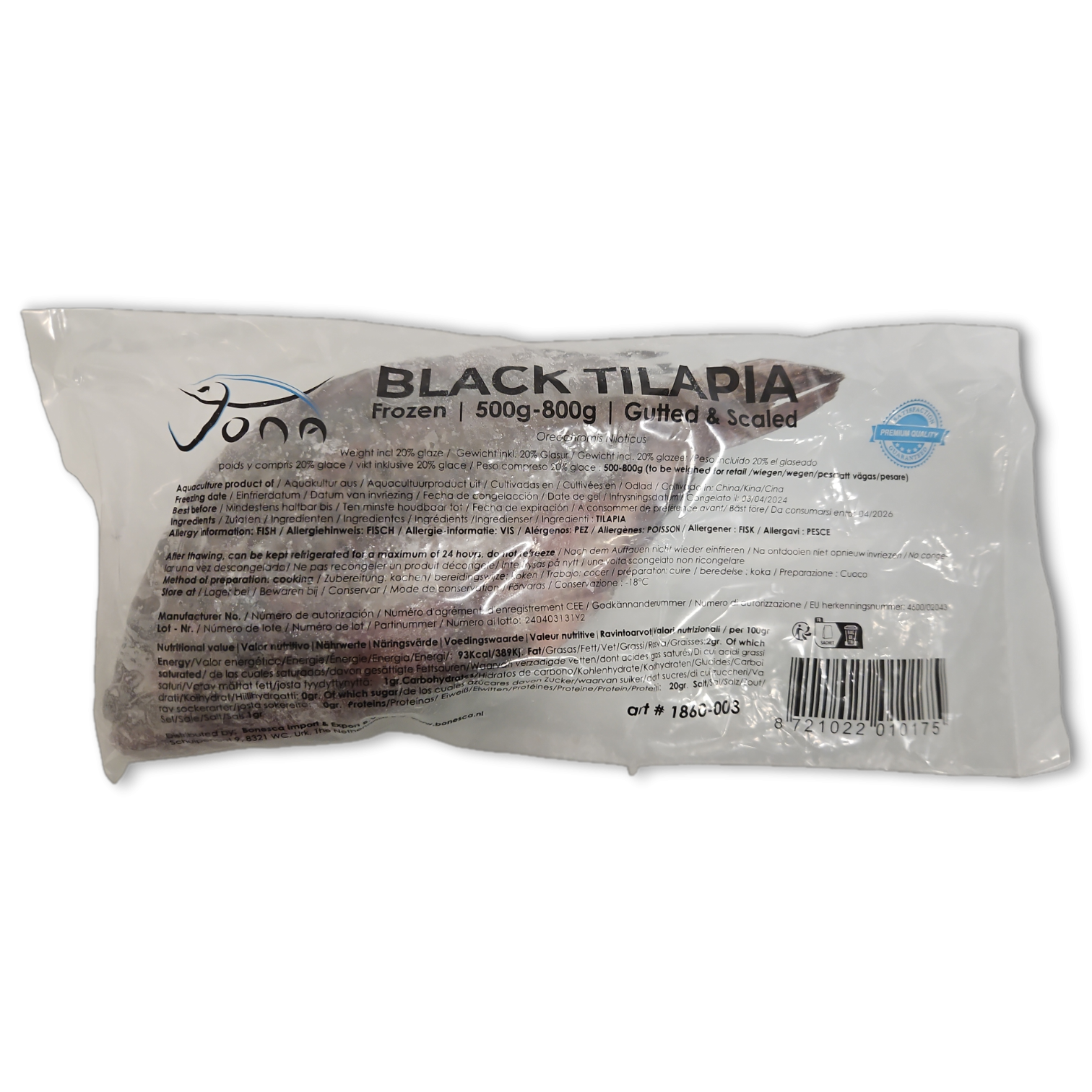 Jona Tilapia WGS 500-800g IWP 1 x 4kg 20% -CN
