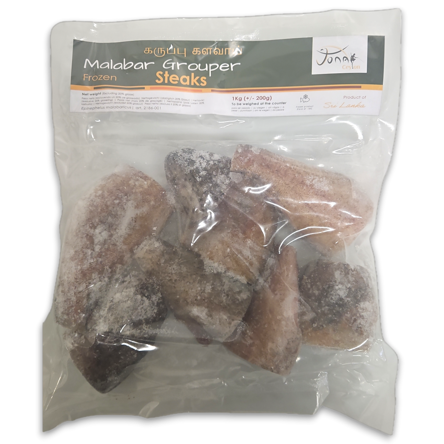 Jona Malabar Grouper Steak IQF 10 x 1 kg 15% -LK