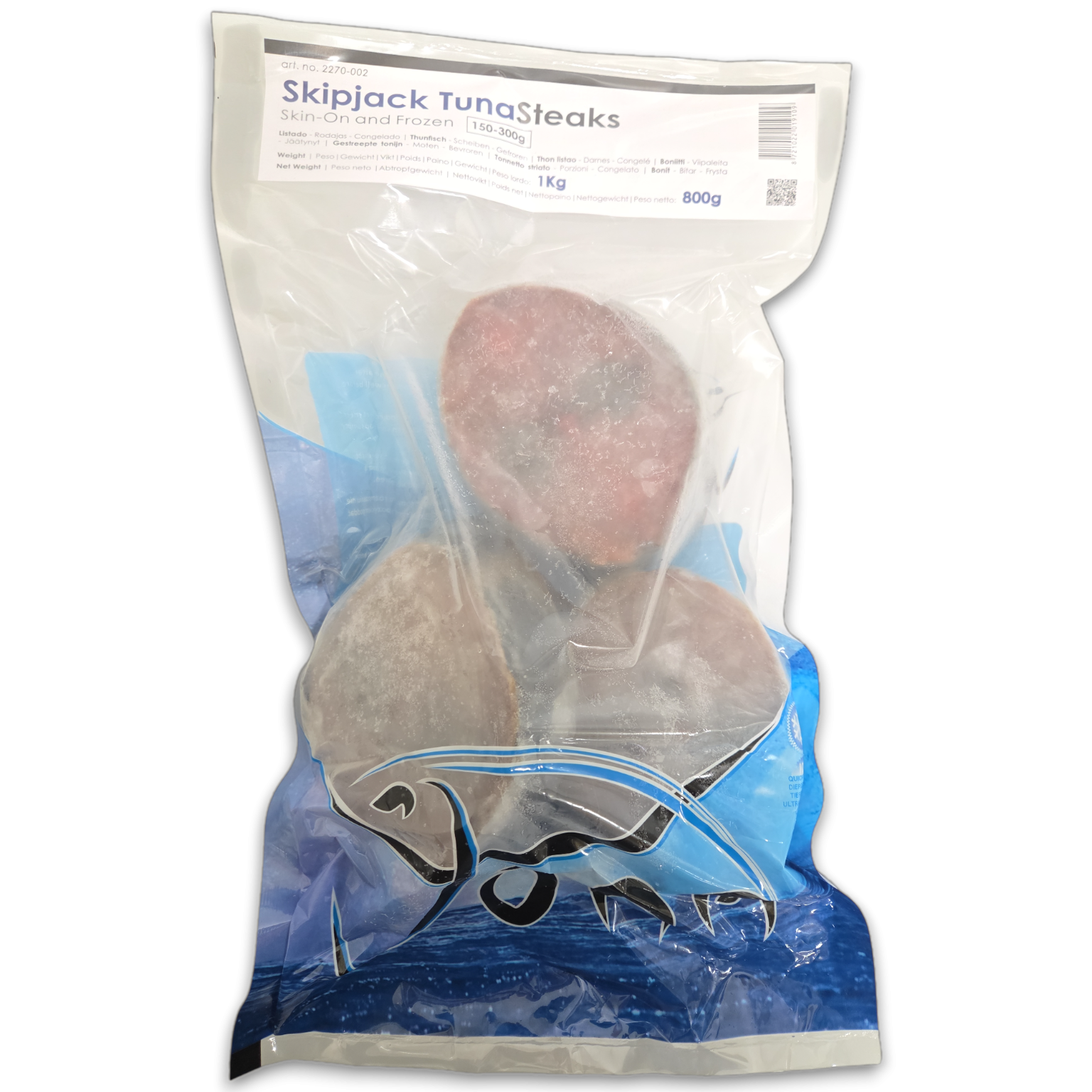 Jona Skipjack Tuna Steaks S/ON 150-300g IQF 10 x 1kg 20% -IN