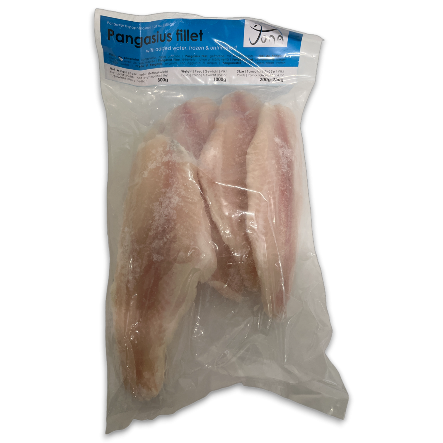 Jona Untrimmed Pangasius Fillet 5 pcs IQF 10 x 1kg 20%-VN