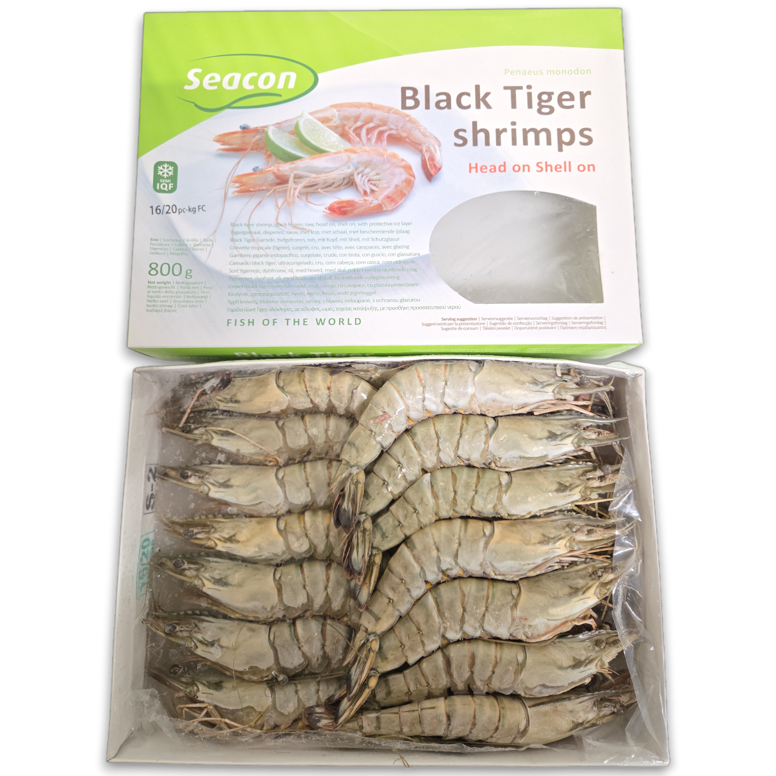 Seacon Black Tiger HOSO 16/20 Semi IQF 10 x 1kg 20% -BD