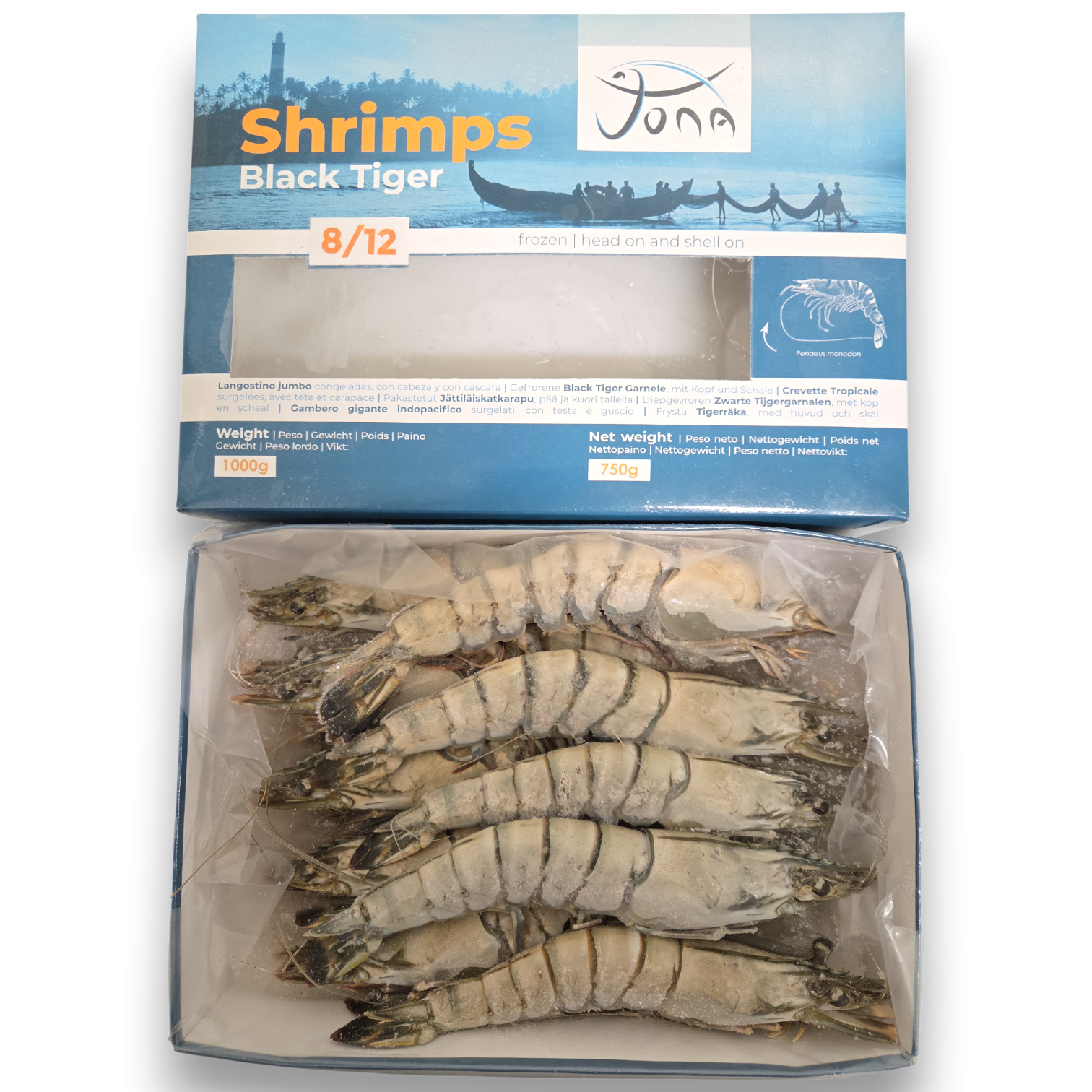 Jona Black Tiger HOSO 8/12 Semi IQF 10 x 1kg 25% -IN