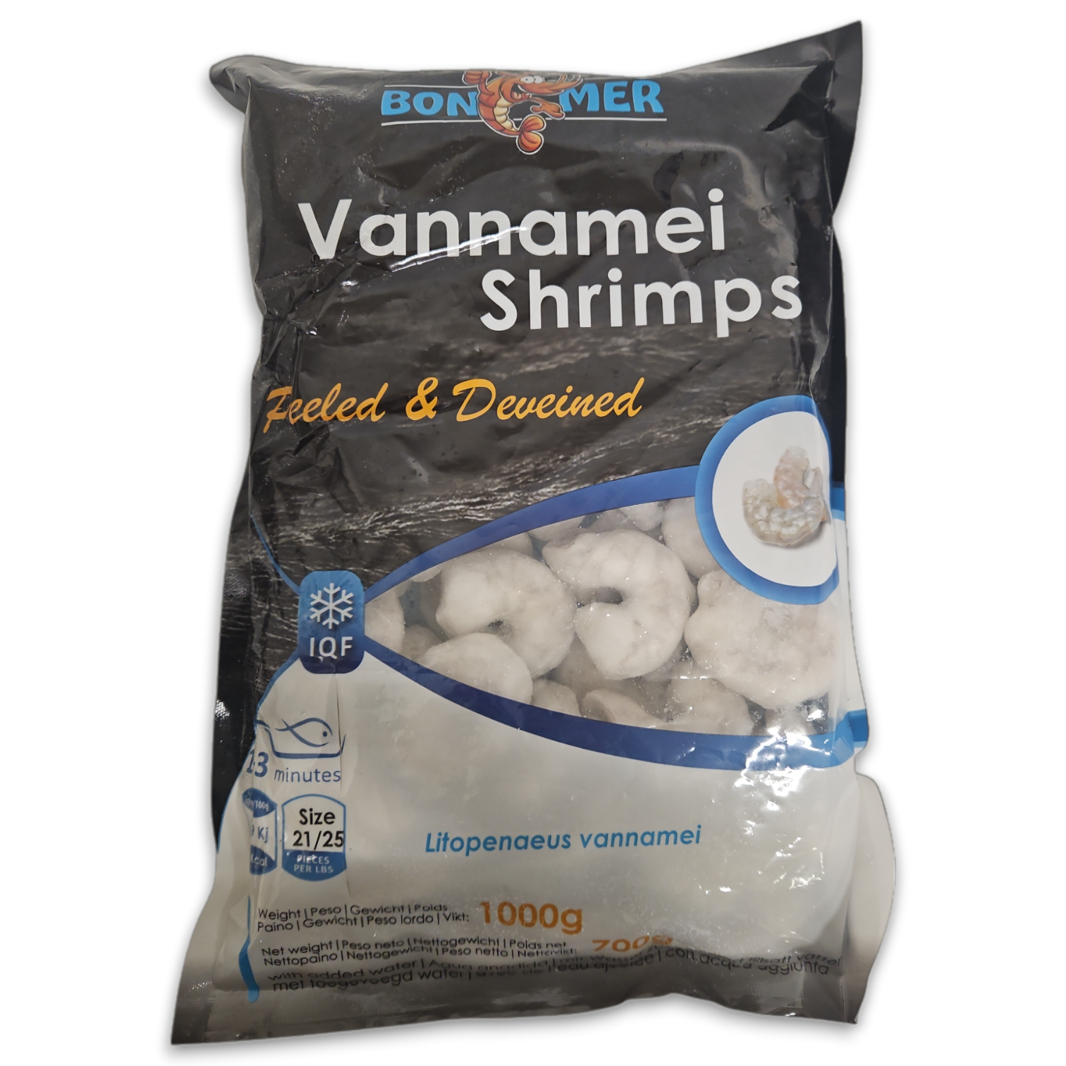 Bonemer Vannamei Shrimps P&D 21/25 IQF 10 x 1kg 30%-IN