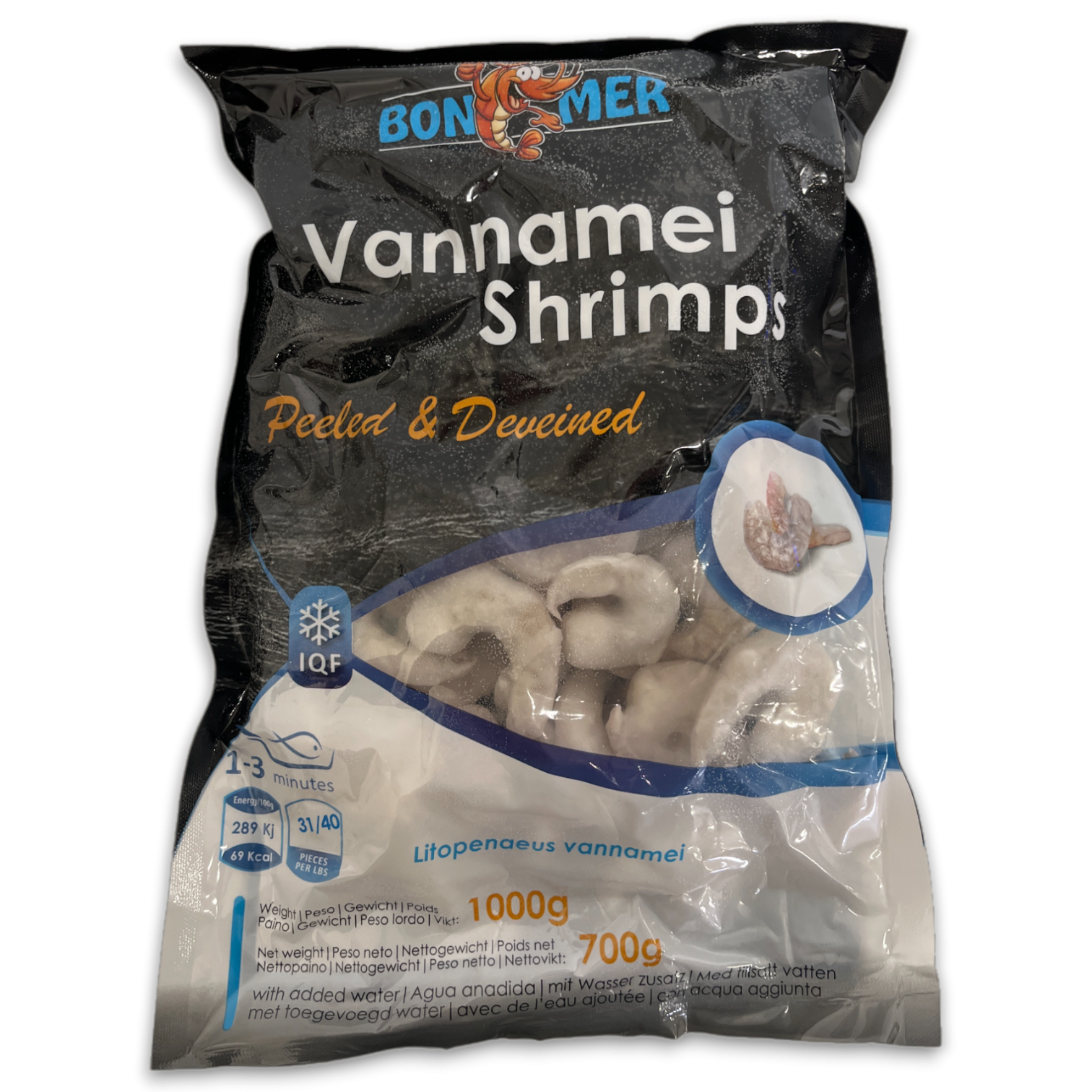 Bonemer Vannamei Shrimps P&D 31/40 IQF 10 x 1kg 30%-IN