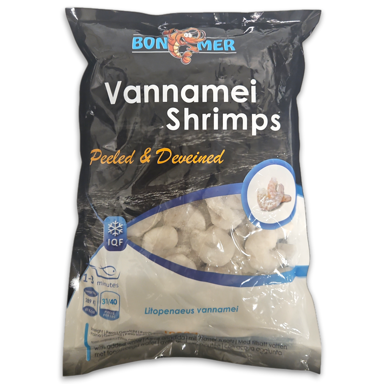 Bonemer Vannamei Shrimps P&D 31/40 IQF 10 x 1kg 30%-IN