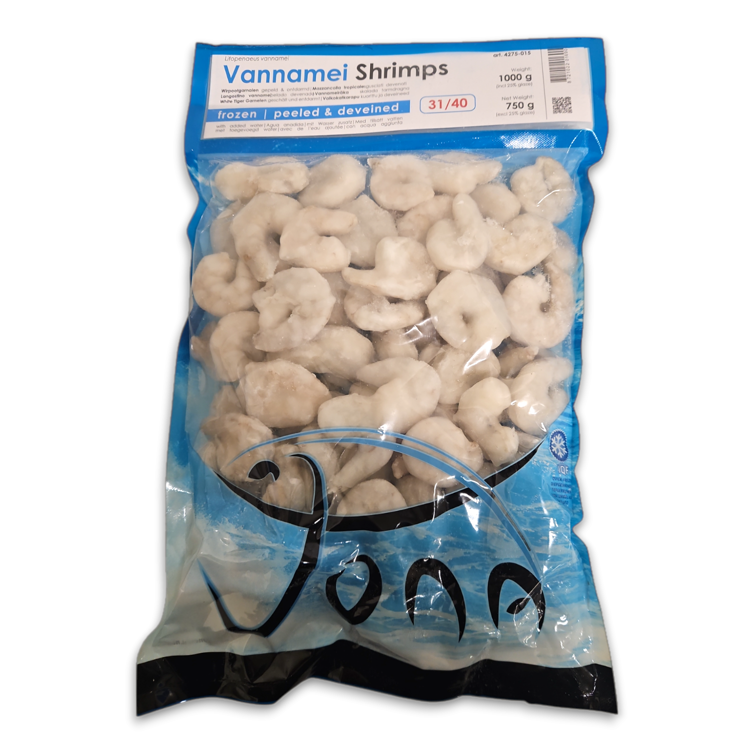 Jona Vannamei Shrimps P&D 31/40 IQF 10 x 1kg 25%-IN