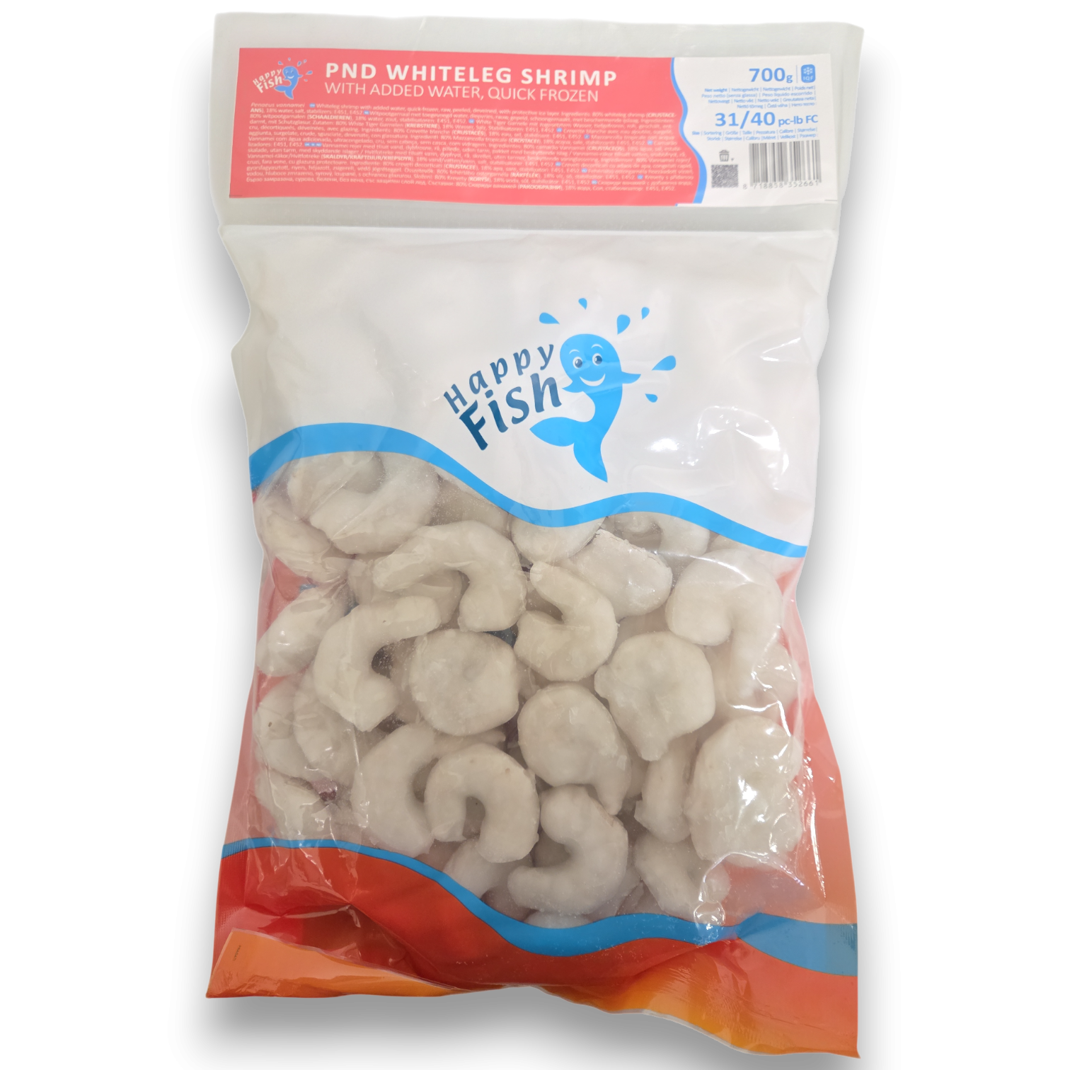 Happy Fish Vannamei Shrimps P&D 31/40 IQF 10 x 1kg 30%-IN