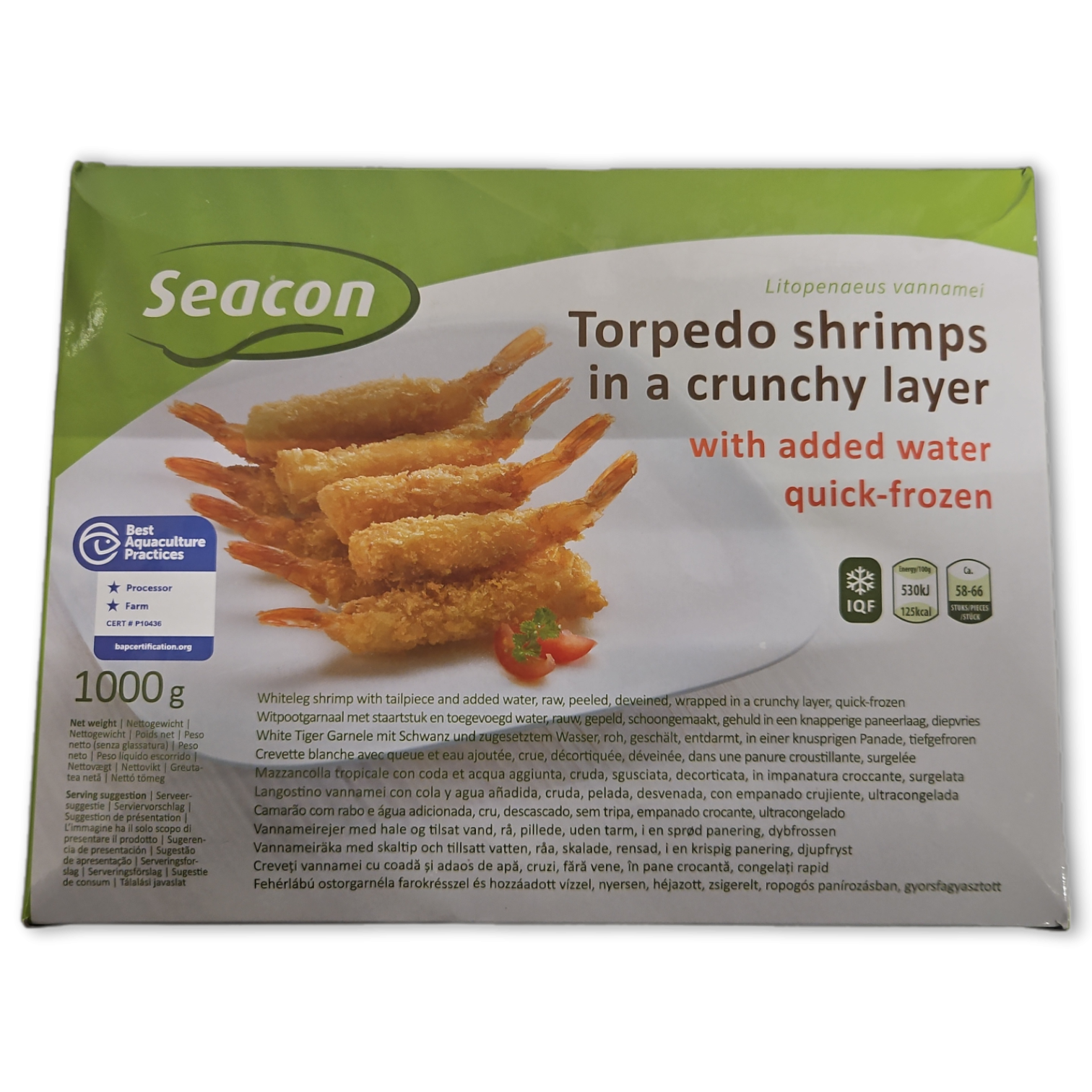 Seacon Breaded Torpedo Shrimps 26/30 IQF 10 x 1kg -VN