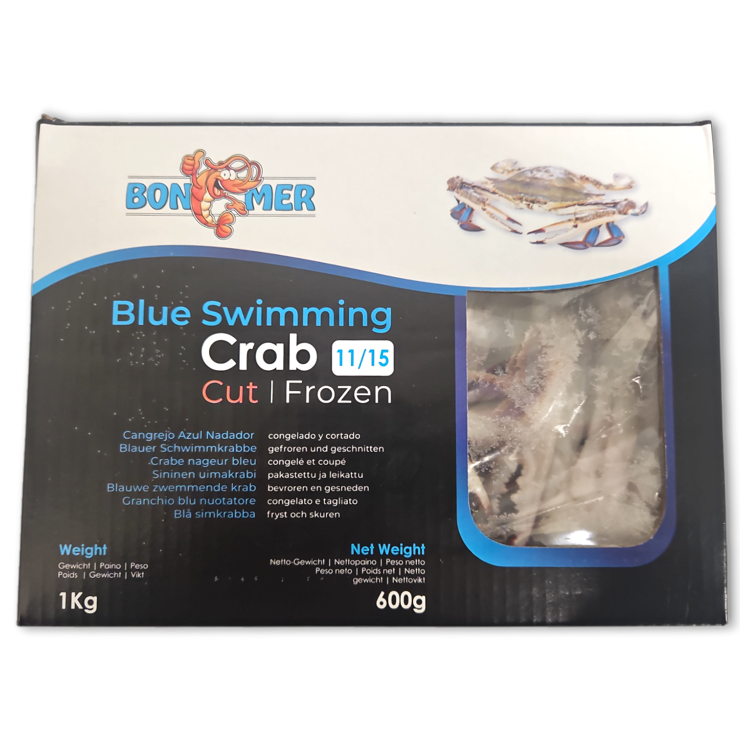 Bonemer Blue Swimming Cut Crab 11-15 12 x 1kg 40% -CN