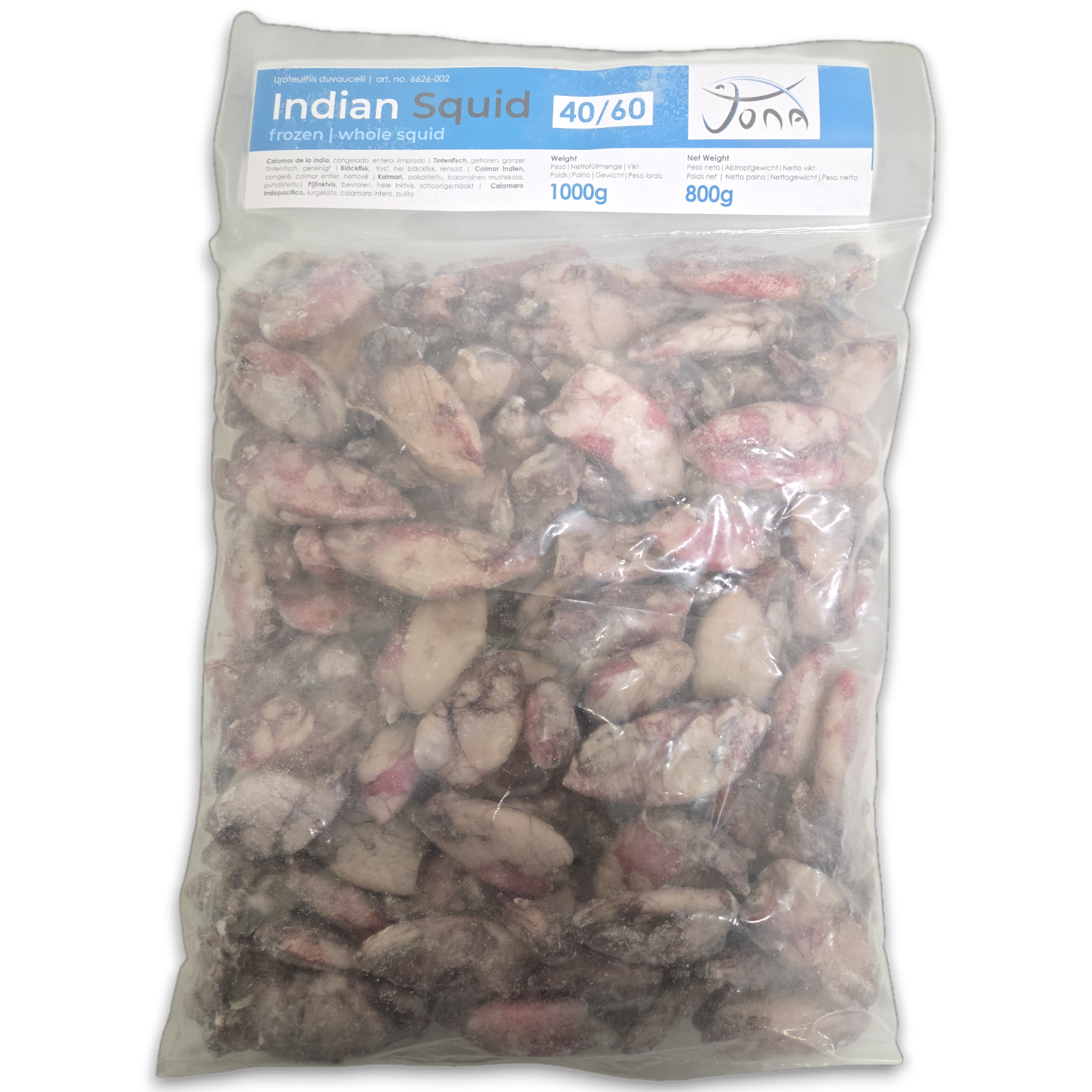 Jona Indian Squid WR Cleaned 40/60 IQF 10 x 1kg 20% -IN