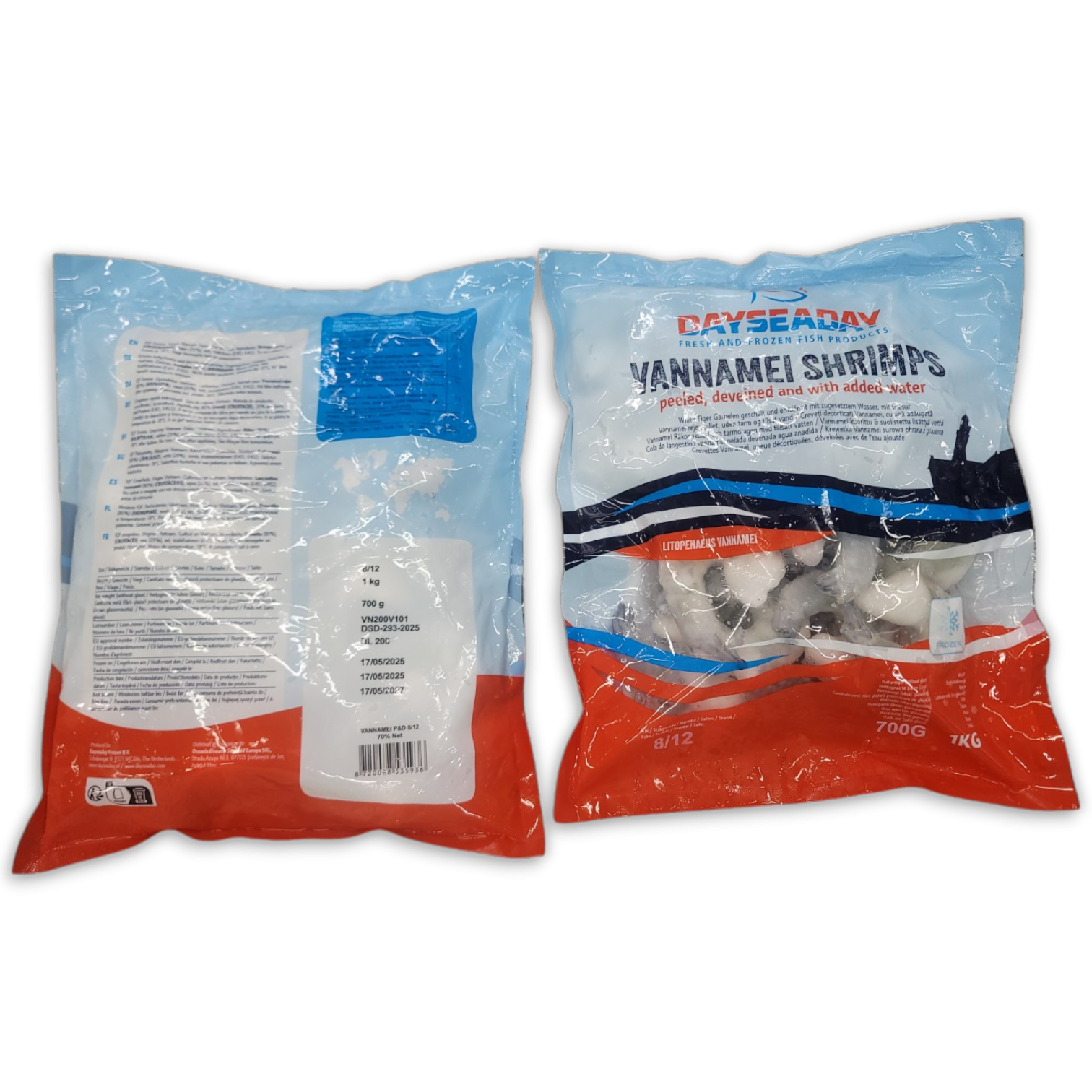 DSD Vannamei Shrimps P&D 8/12 IQF 10 x 1kg 30%-VN