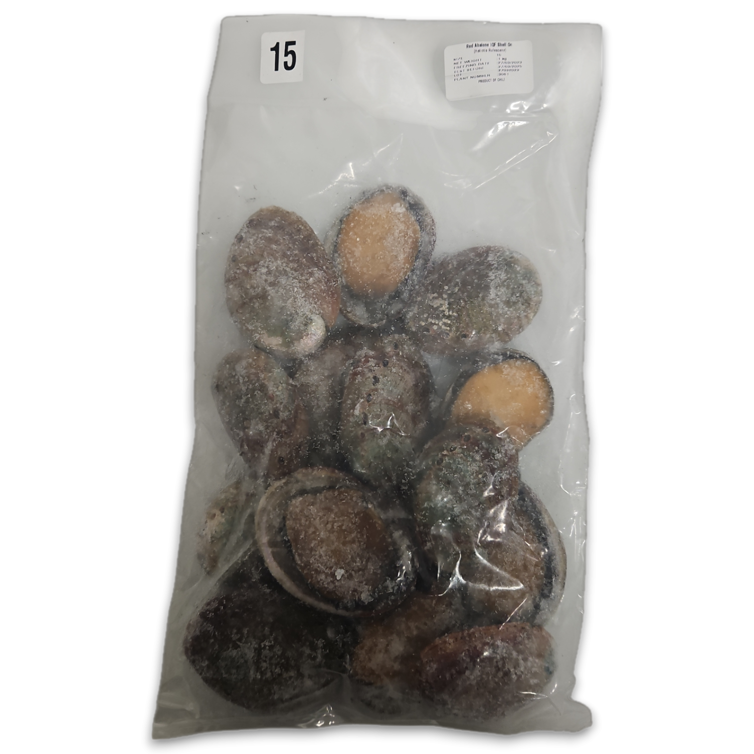 Red Abalone Raw With Shell and guts IQF 10x1kg 15p 100%NW-CL