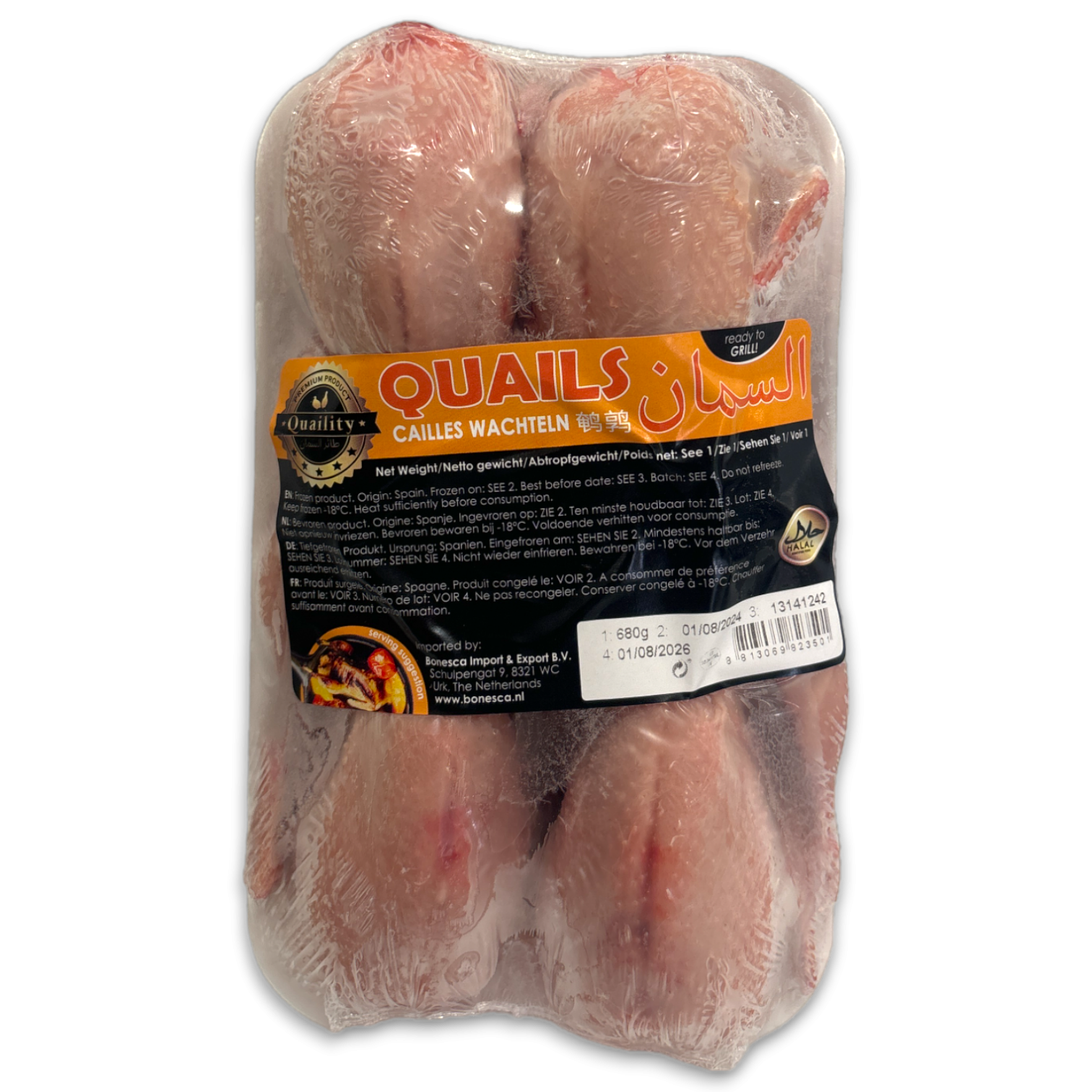 Quaility Cleaned Quails XL 170-190g Tray 9 x ~720g -ES