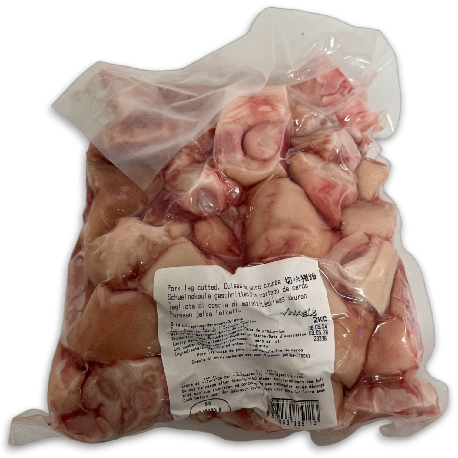 Vivasie Cut Pork Feet vacuum 8 x 2kg -ES