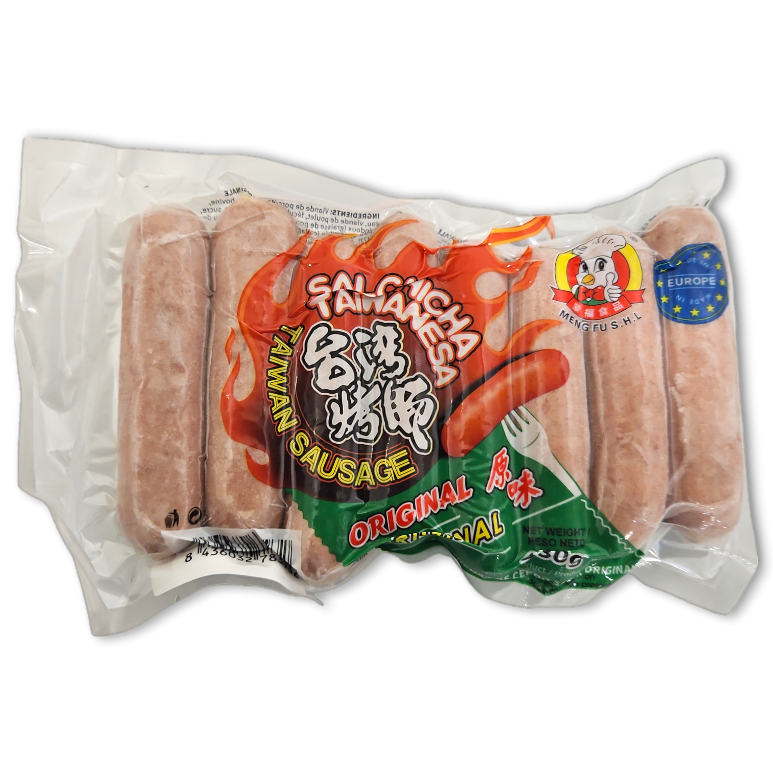 Meng FU台湾烤肠 原味 Original Taiwan Pork Sausage VP 16 x 430g -ES