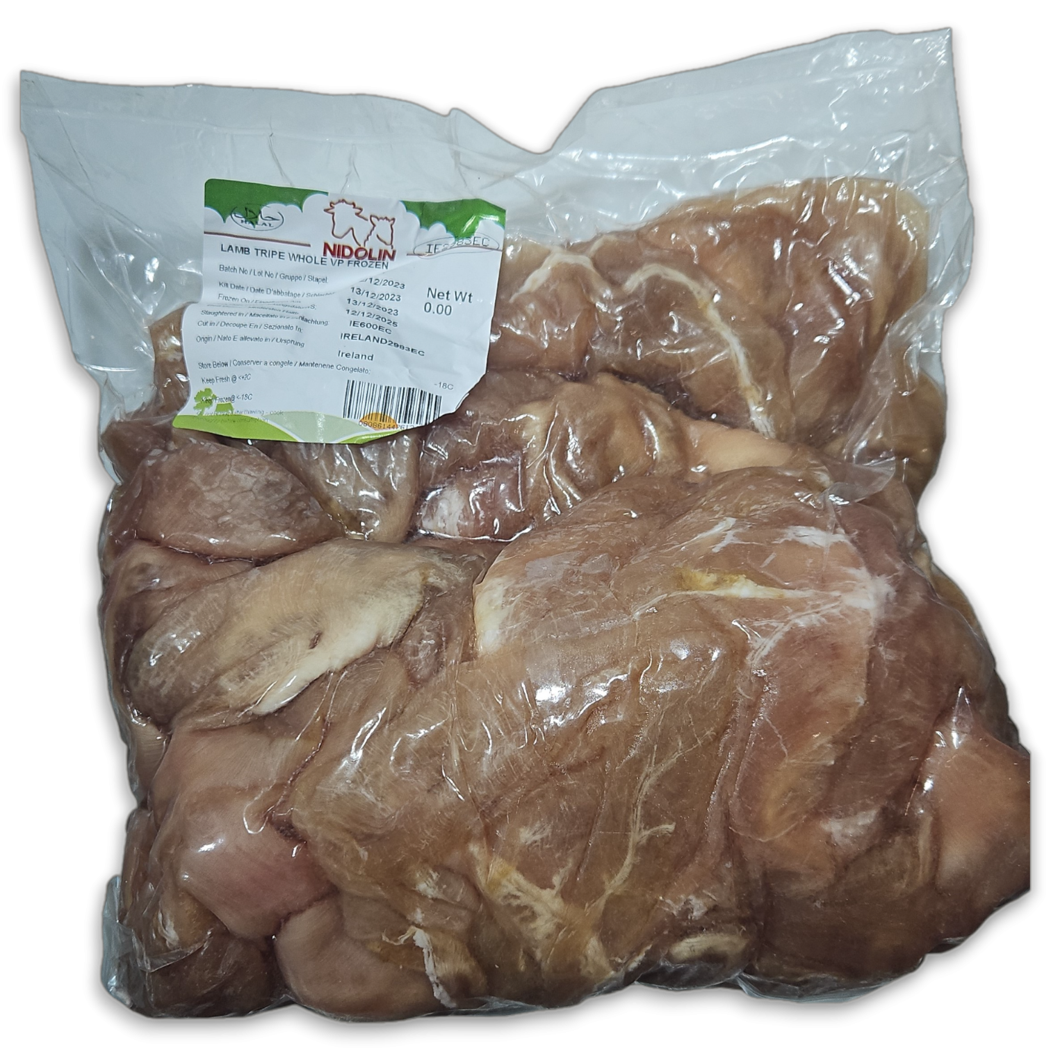 NIDOLIN Whole Cleaned Lamb Tripes Vacuum Halal per kilo-IE