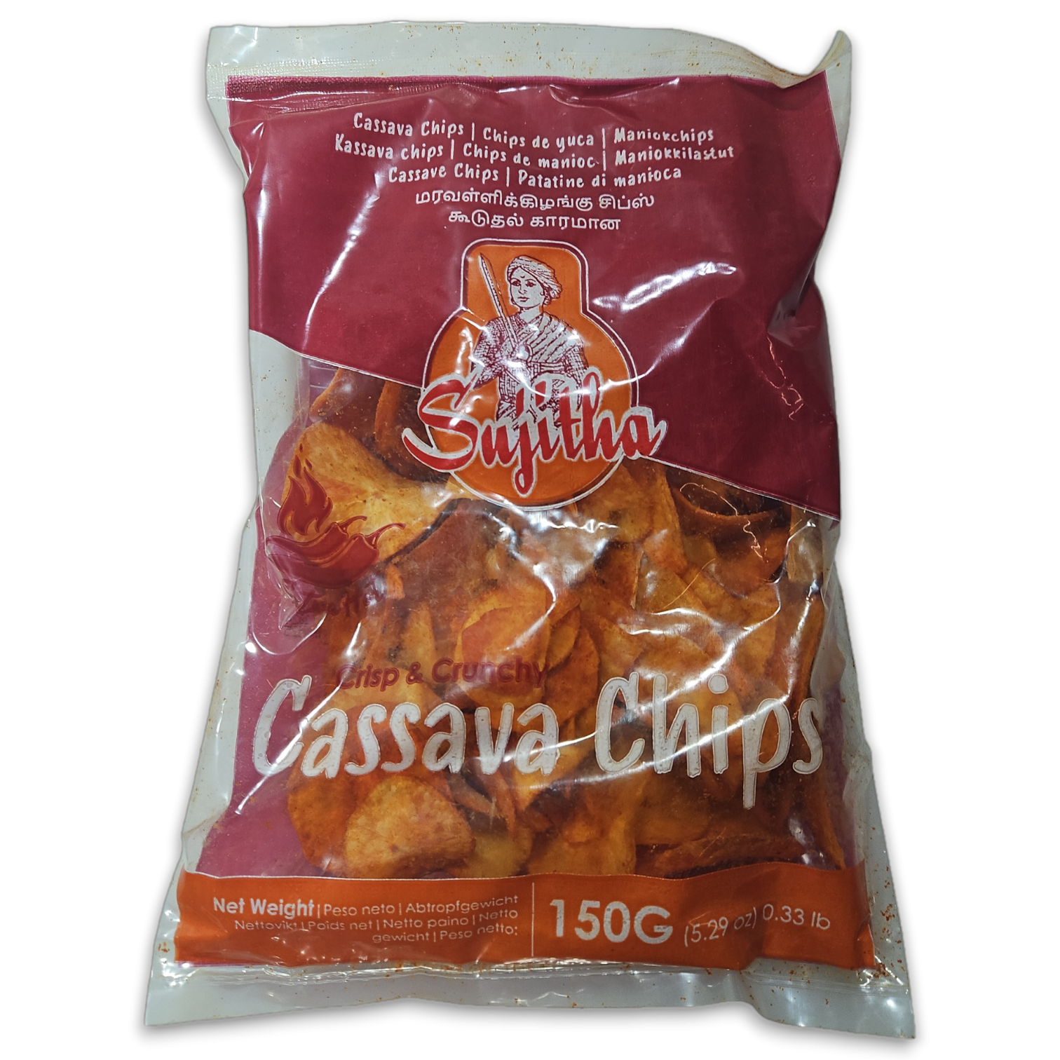 Sujitha Cassava Chips (Extra Hot) Jar 20 x 150 g -IN