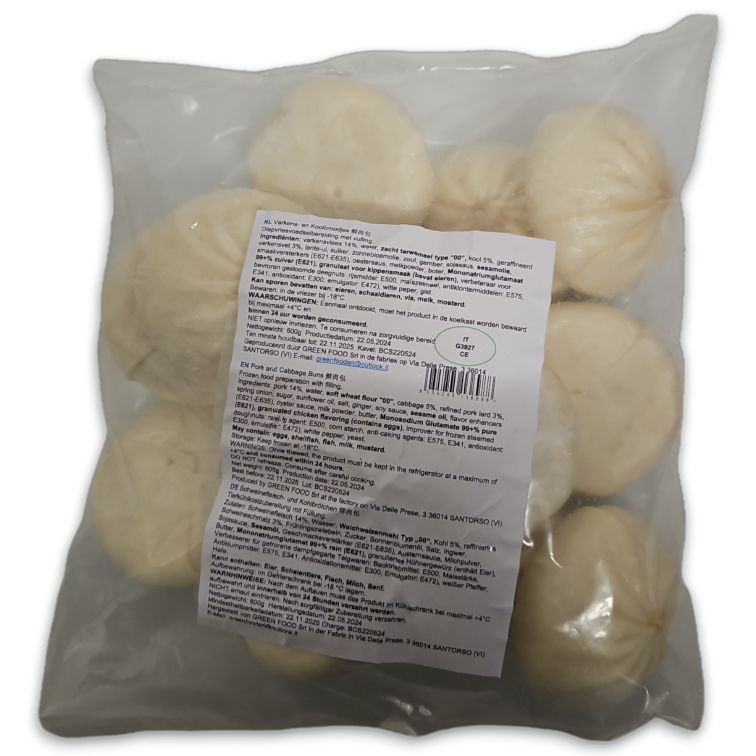 Pork Cabbage Bao 鲜肉包 IQF 5 x 600g -IT