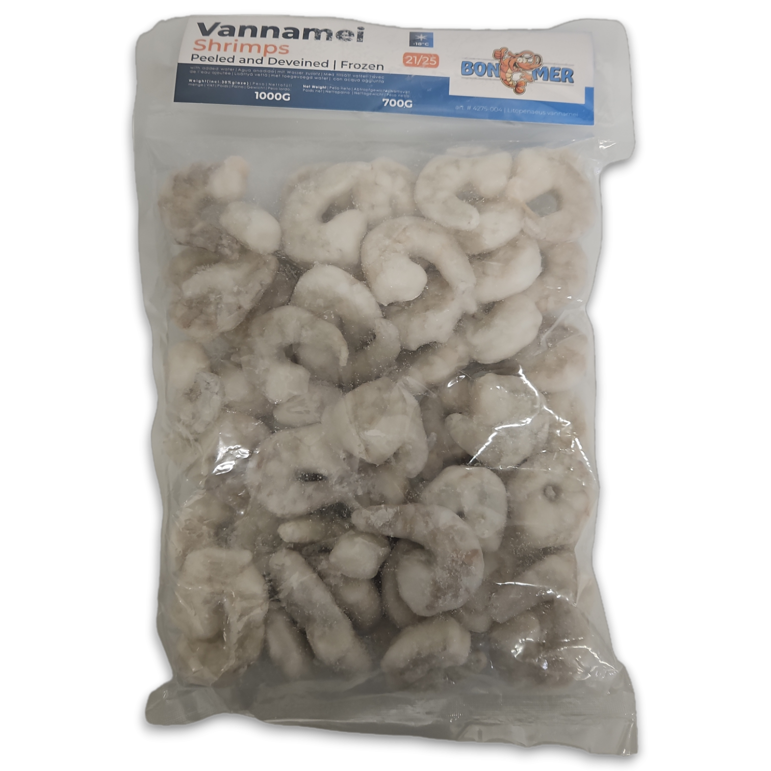 Bonemer Vannamei Shrimps P&D 21/25 IQF 10 x 1kg 30%-IN