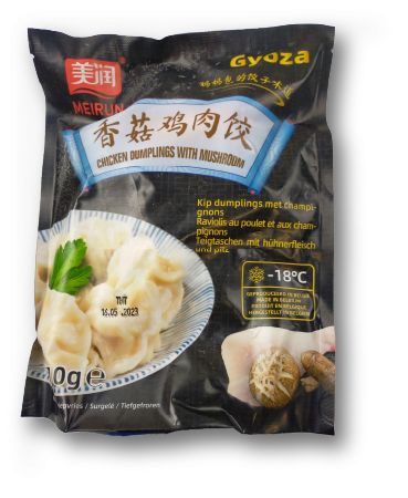 F124 Chicken/Mushroom Dumplings 香菇鸡肉饺 24 x 410 gr