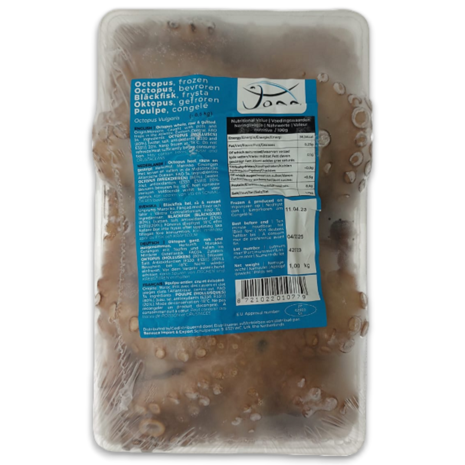 JONA Octopus Vulgaris Clean -500g 2 per Tray 12 kg 100%-PT