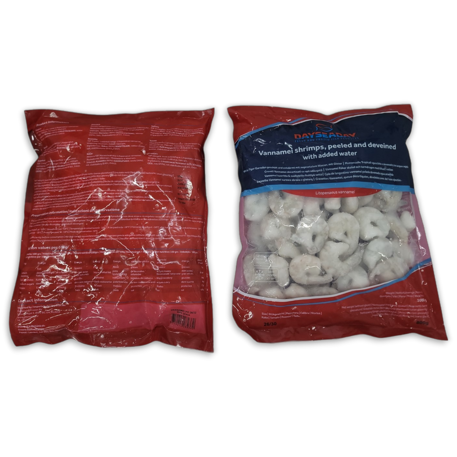 Vannamei shrimps P&D 26/30 10 x 1 kg 20%-VN