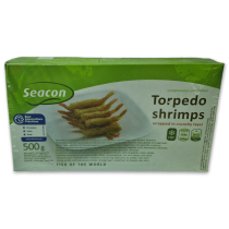 Torpedo breaded vannamei shrimps tail on 26-30 10 x 500g-VN