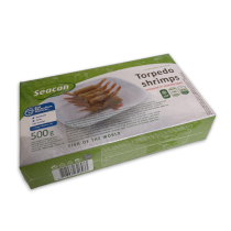 Torpedo breaded vannamei shrimps tail on 26-30 10 x 500g-VN