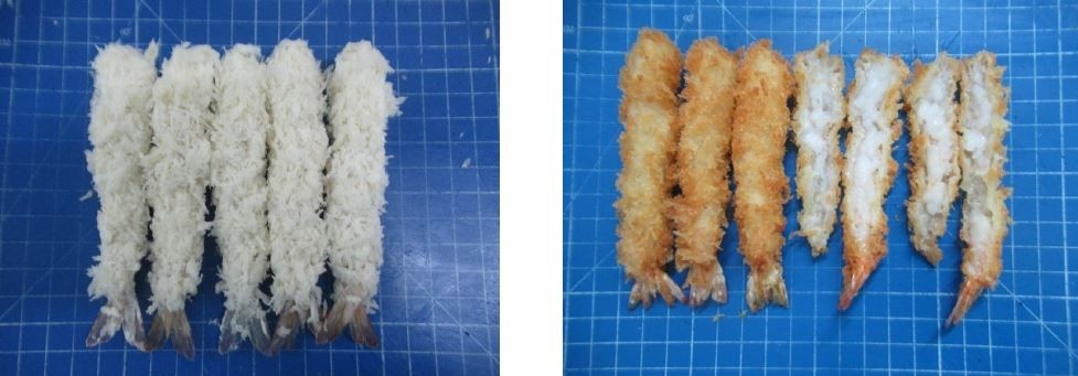 Torpedo breaded vannamei shrimps tail on 26-30 12x800g-VN