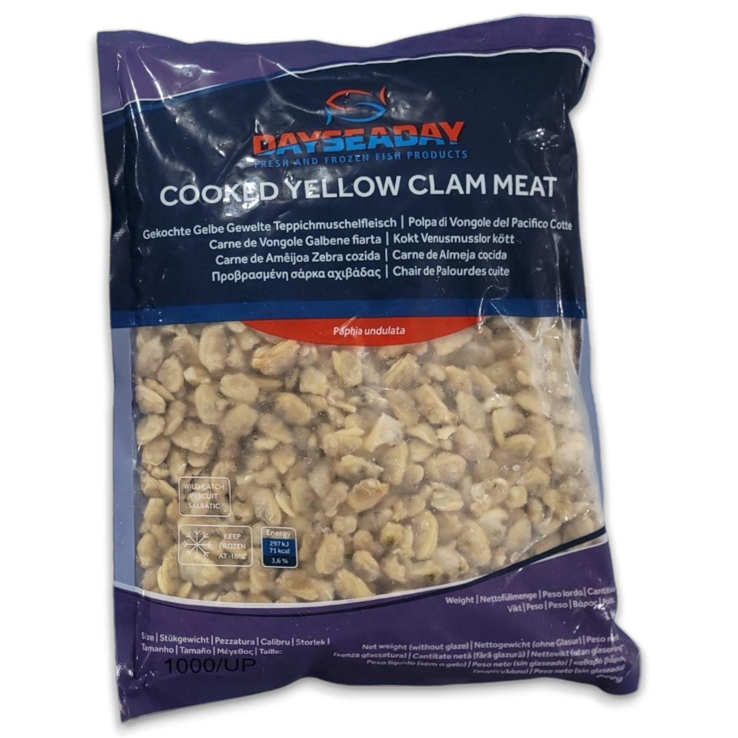 DSD Cooked Yellow Clam Meat 1000-UP IQF 10 x 1kg 20% -VN